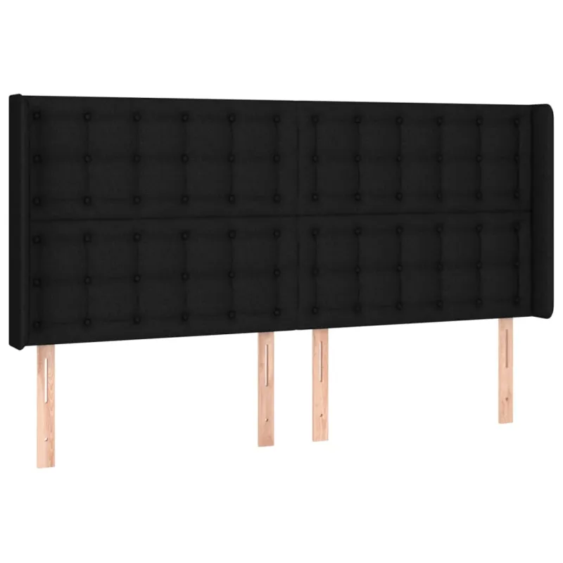 Galvūgalis su LED, juodos spalvos, 203x16x118/128cm, audinys