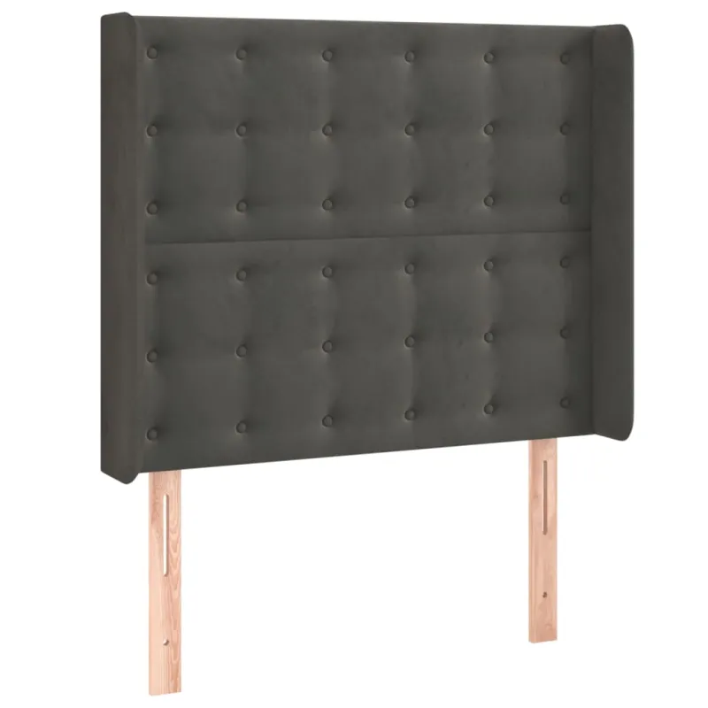 Galvūgalis su LED, tamsiai pilkas, 93x16x118/128cm, aksomas