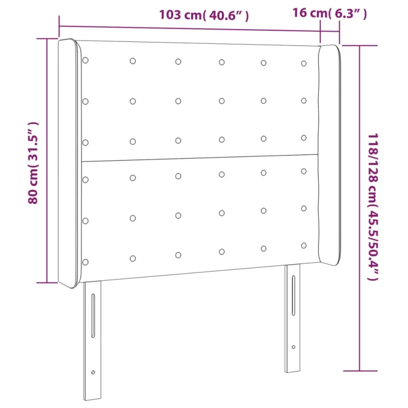 Galvūgalis su LED, rožinės spalvos, 103x16x118/128cm, aksomas