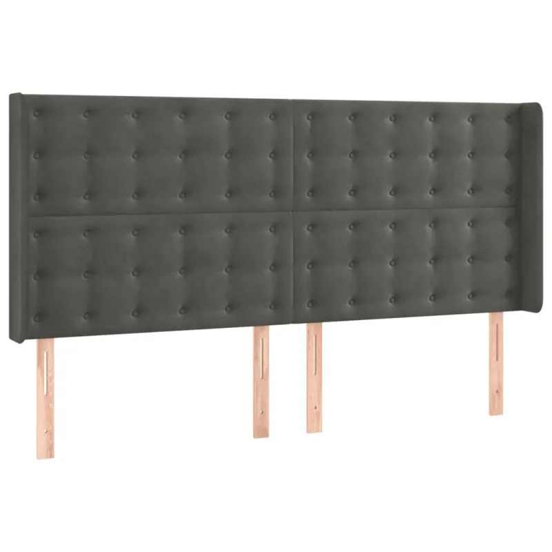 Galvūgalis su LED, tamsiai pilkas, 183x16x118/128cm, aksomas