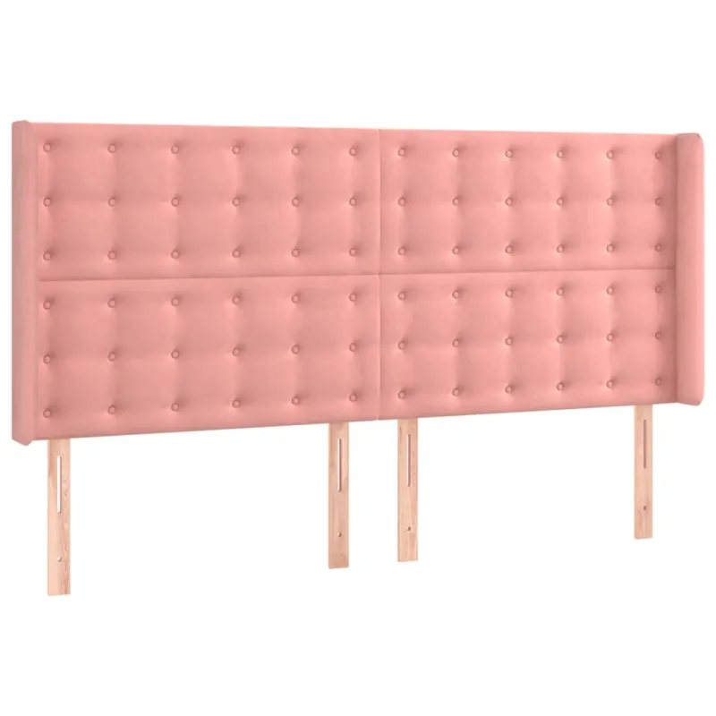 Galvūgalis su LED, rožinės spalvos, 203x16x118/128cm, aksomas